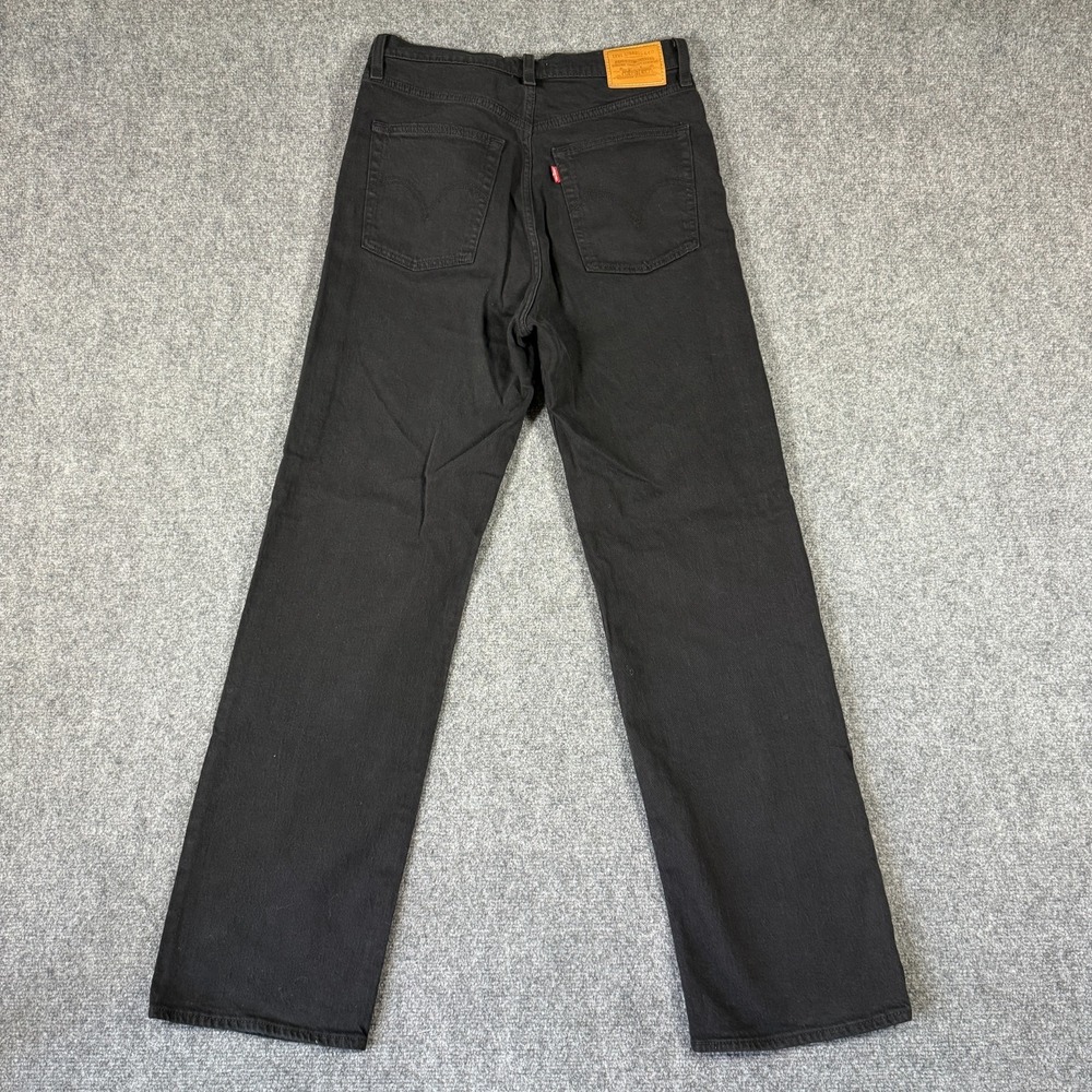 Levis Ribcage Straight Jeans Womens 29x32 Black Premium Stretch Denim #3621